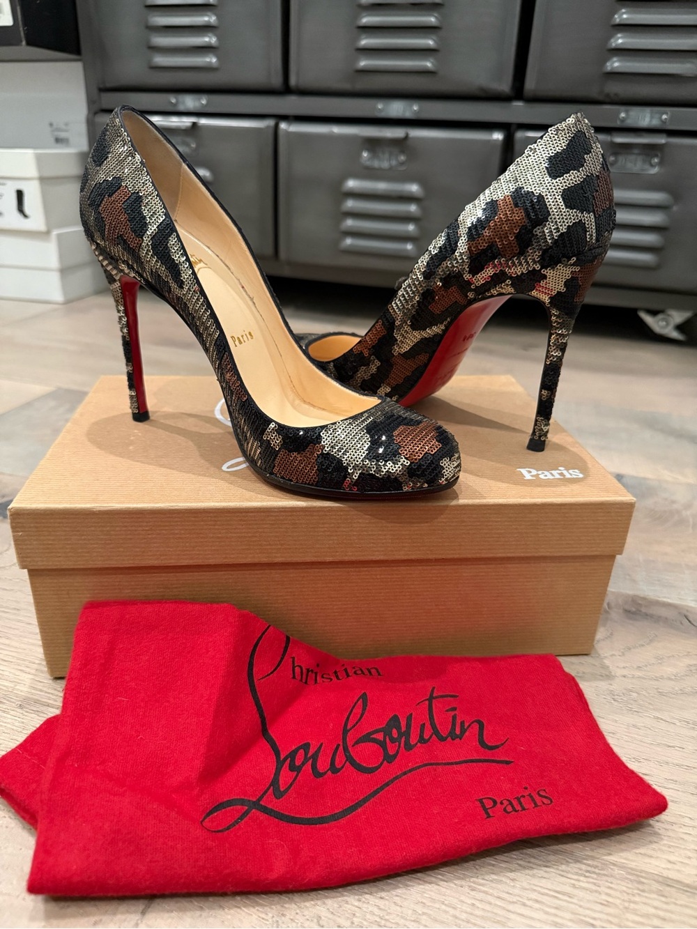 Christian Louboutin Leopard Sequin Fifi Pumps